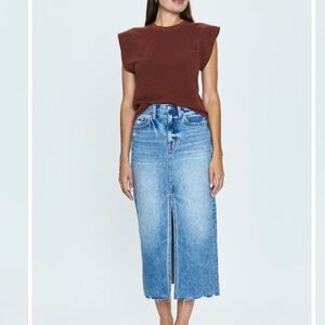 PISTOLA ALICE DENIM MIDI SKIRT 100% Cotton Blue Sz 30 $158 *Q3